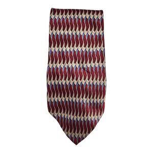 Roundtree & Yorke Tie All Silk Handmade Regular Necktie Burgundy Pattern Classic